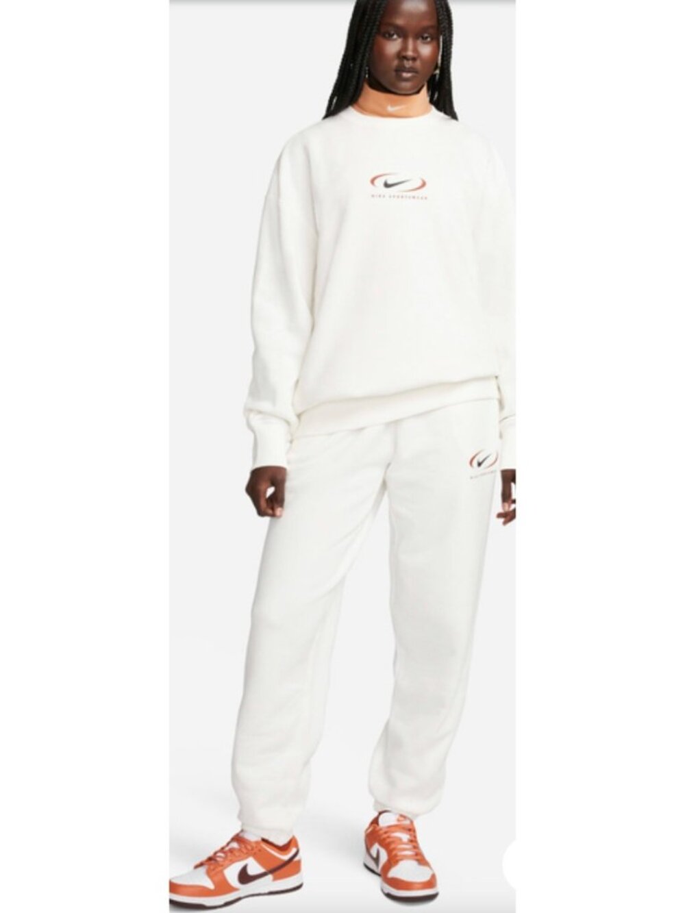 NWT Nike Sportswear 2 Pc Jogger Set Womens M Beige Oversized Phoenix Fleece